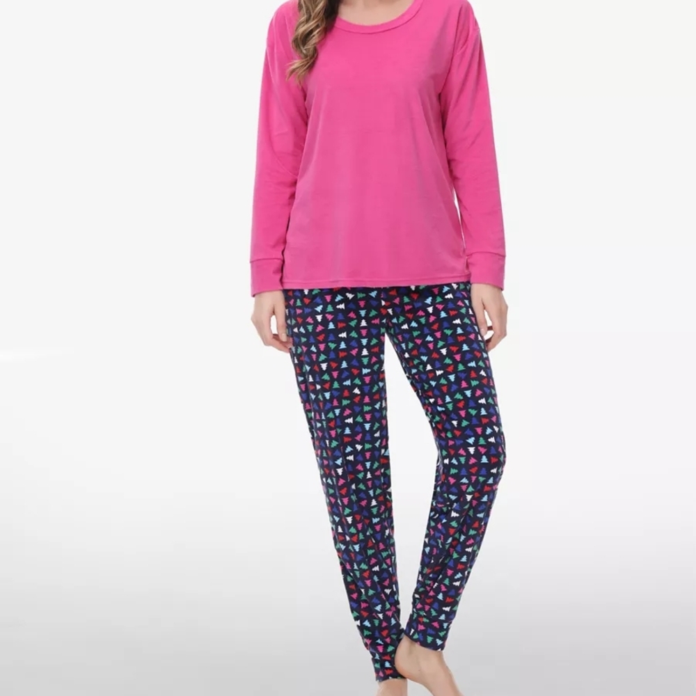 Pink Long Sleeve Top  with Geometric Print Pants Tree Toss By INK+IVY